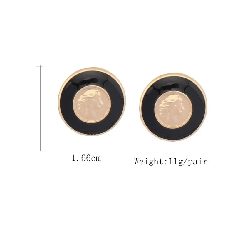 Black Round Vintage Earrings