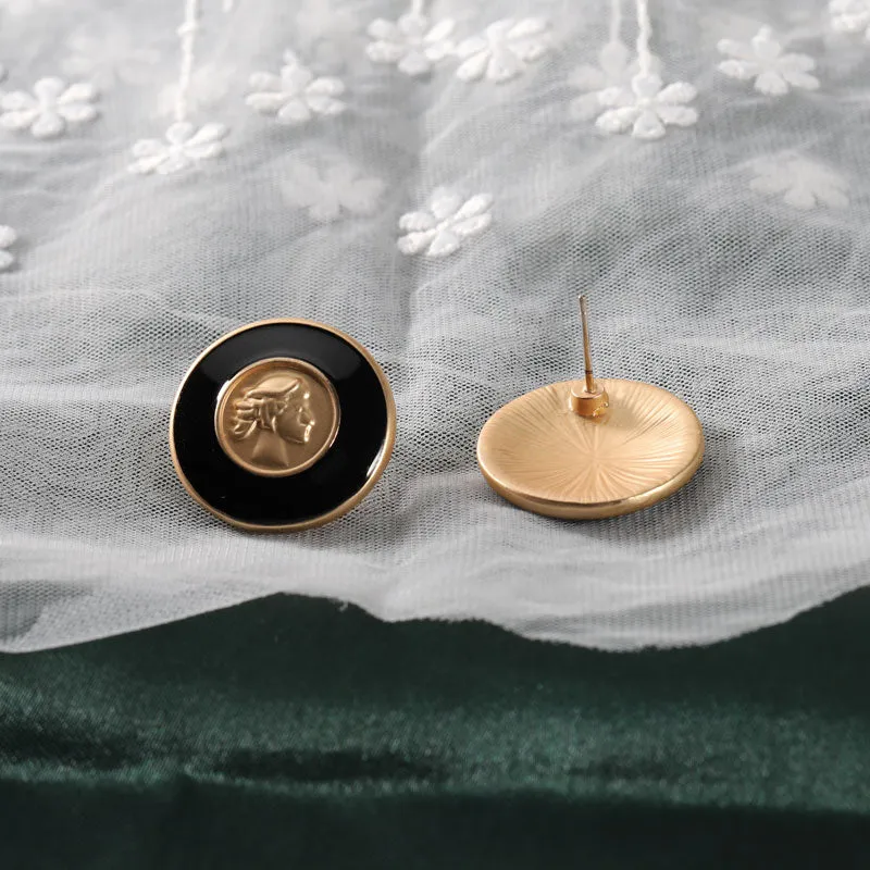 Black Round Vintage Earrings