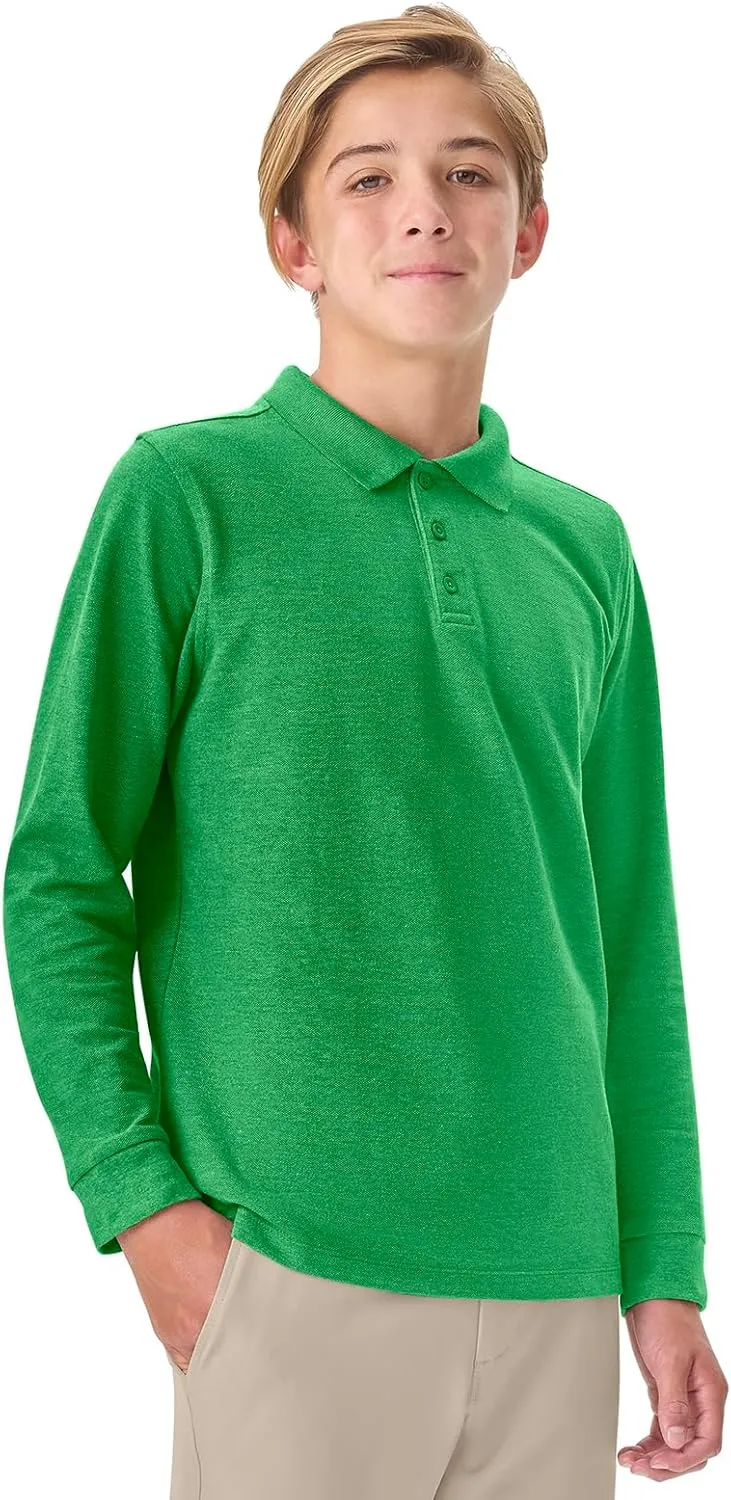 Classroom School Uniforms Unisex Long Sleeve Pique Polo