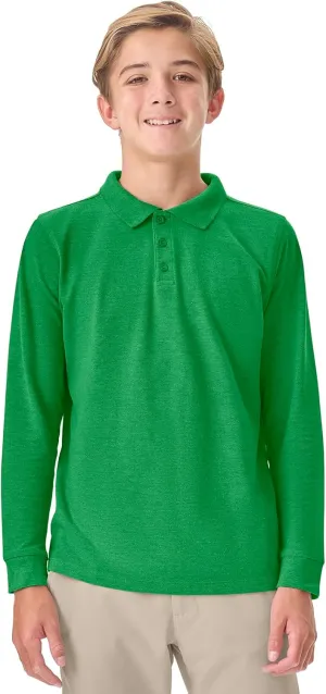 Classroom School Uniforms Unisex Long Sleeve Pique Polo