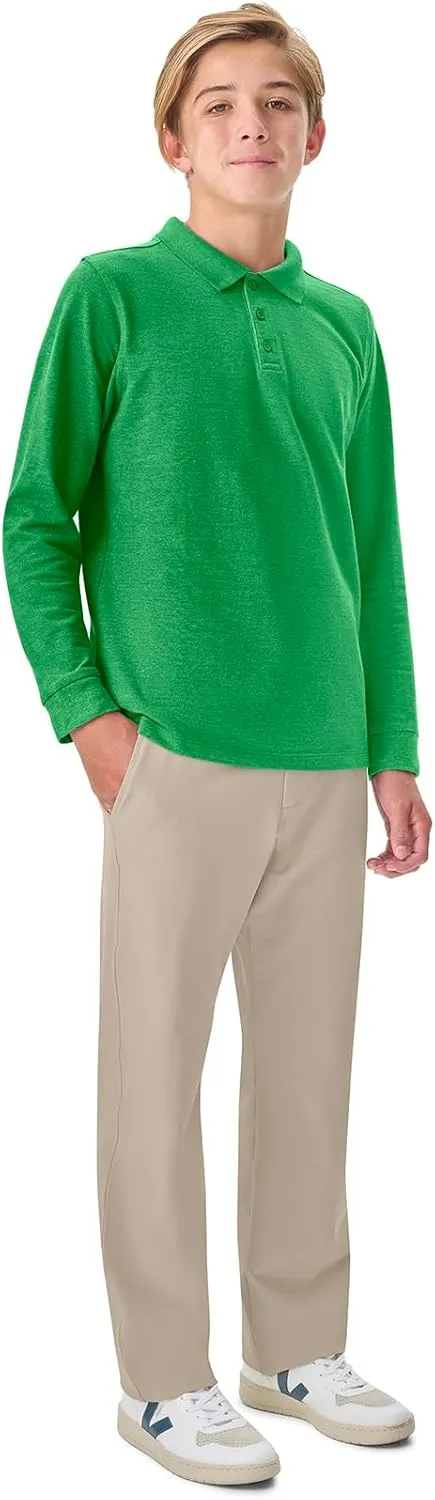 Classroom School Uniforms Unisex Long Sleeve Pique Polo