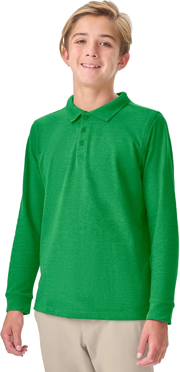 Classroom School Uniforms Unisex Long Sleeve Pique Polo