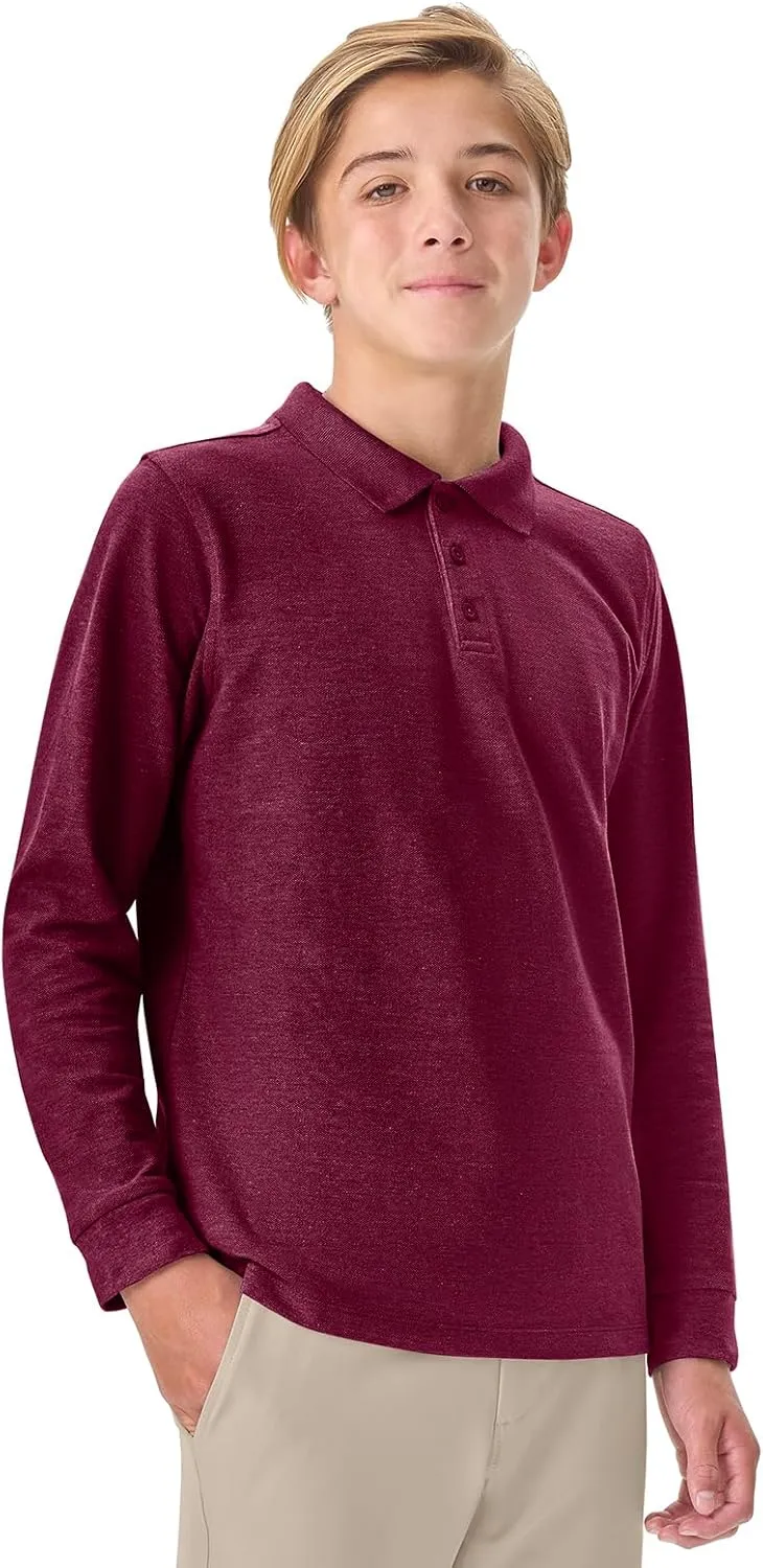 Classroom School Uniforms Unisex Long Sleeve Pique Polo