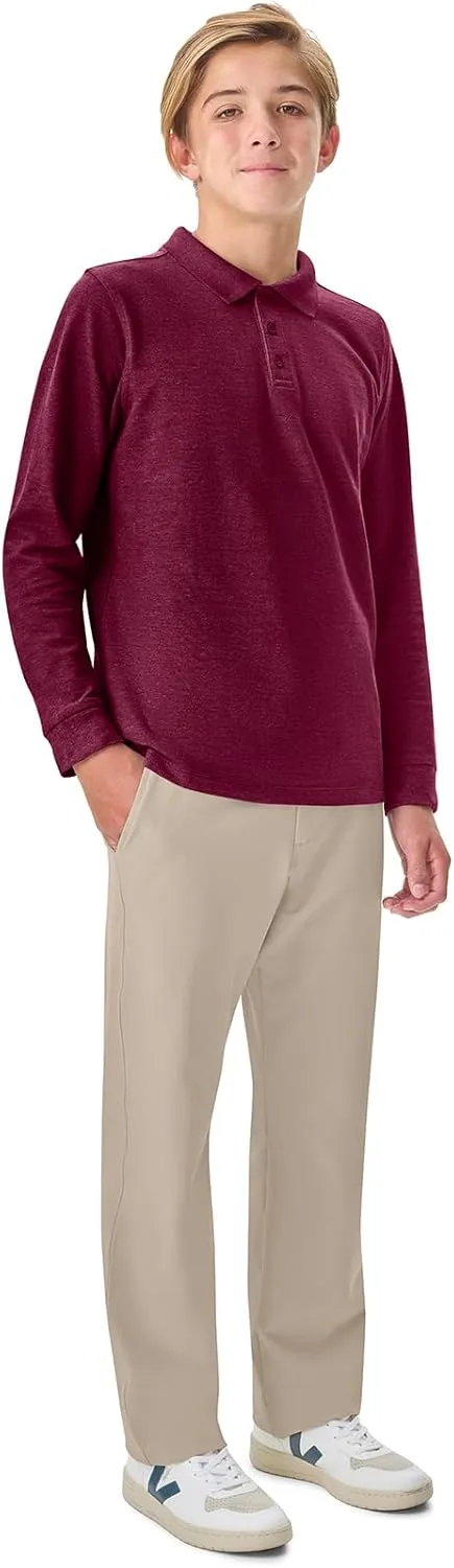 Classroom School Uniforms Unisex Long Sleeve Pique Polo