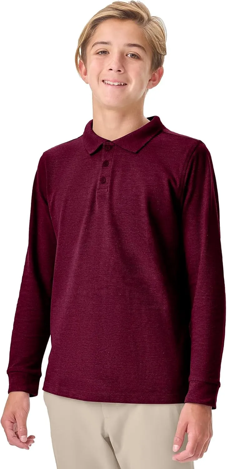 Classroom School Uniforms Unisex Long Sleeve Pique Polo