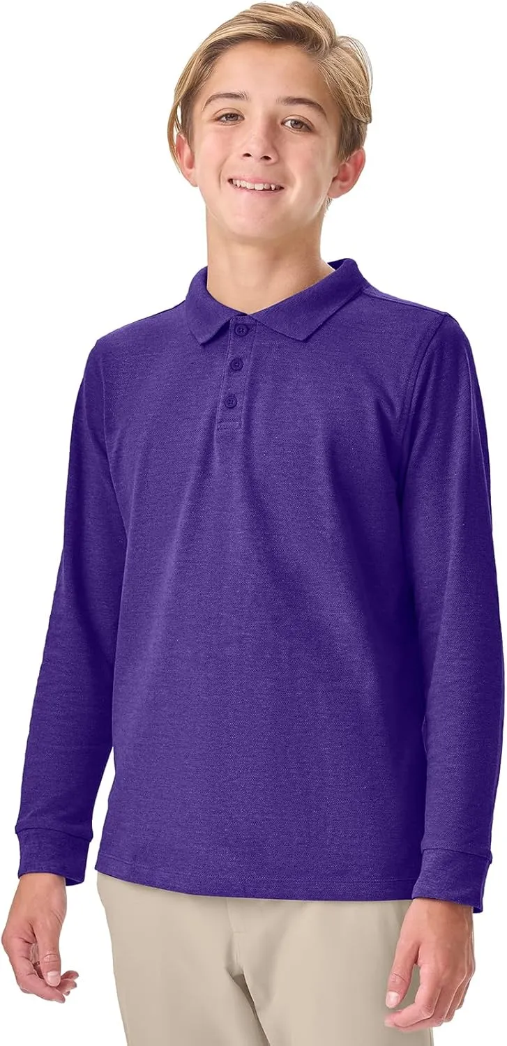 Classroom School Uniforms Unisex Long Sleeve Pique Polo