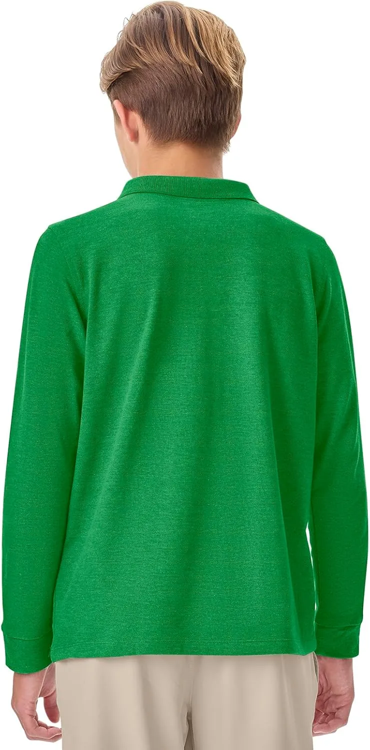 Classroom School Uniforms Unisex Long Sleeve Pique Polo