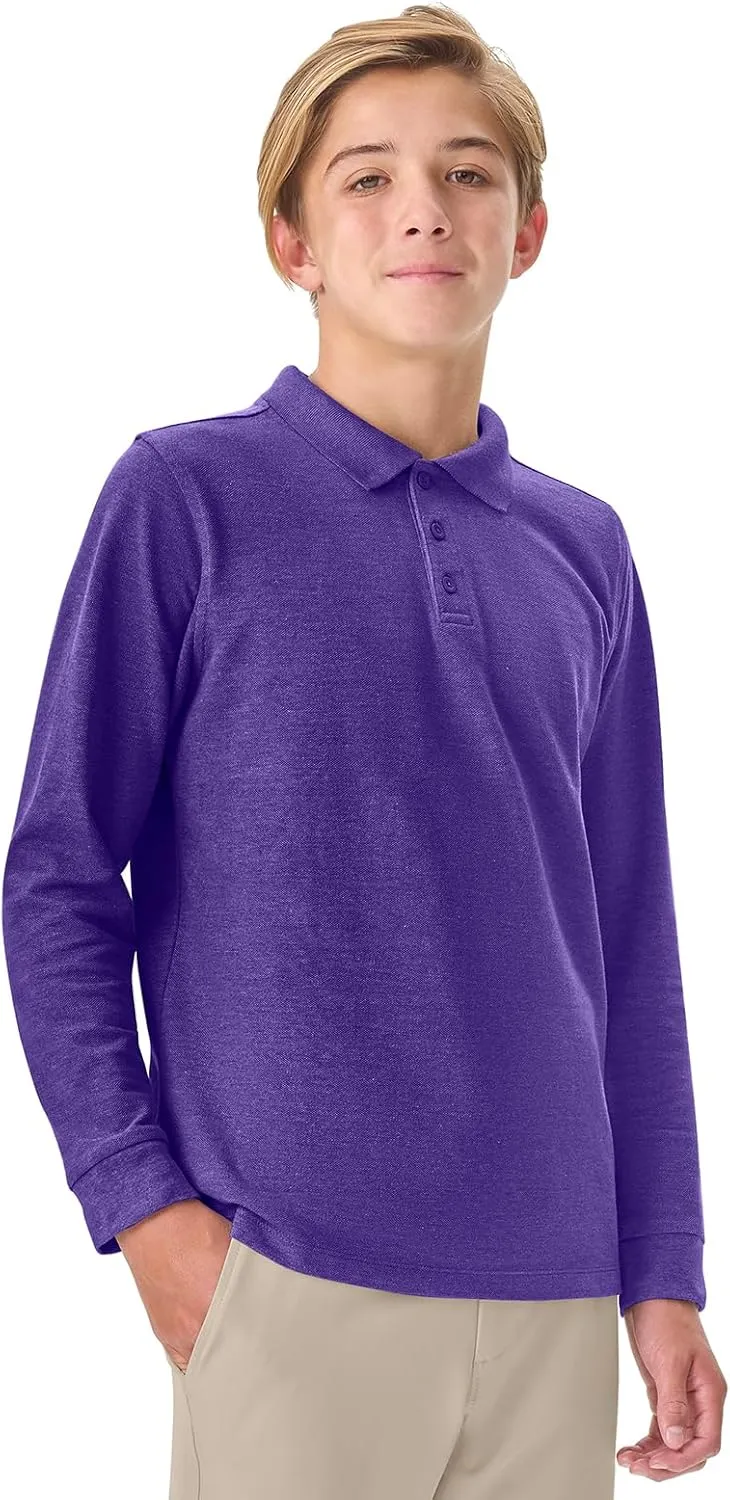 Classroom School Uniforms Unisex Long Sleeve Pique Polo