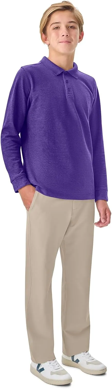 Classroom School Uniforms Unisex Long Sleeve Pique Polo