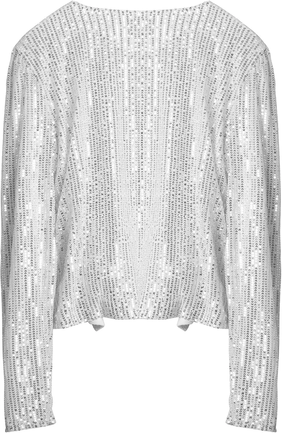 ESTAMICO Women Open Front Sequin Jackets Fashion Long Sleeve Glitter Party Bomber Coat