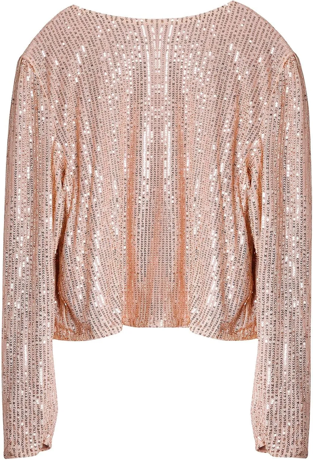 ESTAMICO Women Open Front Sequin Jackets Fashion Long Sleeve Glitter Party Bomber Coat