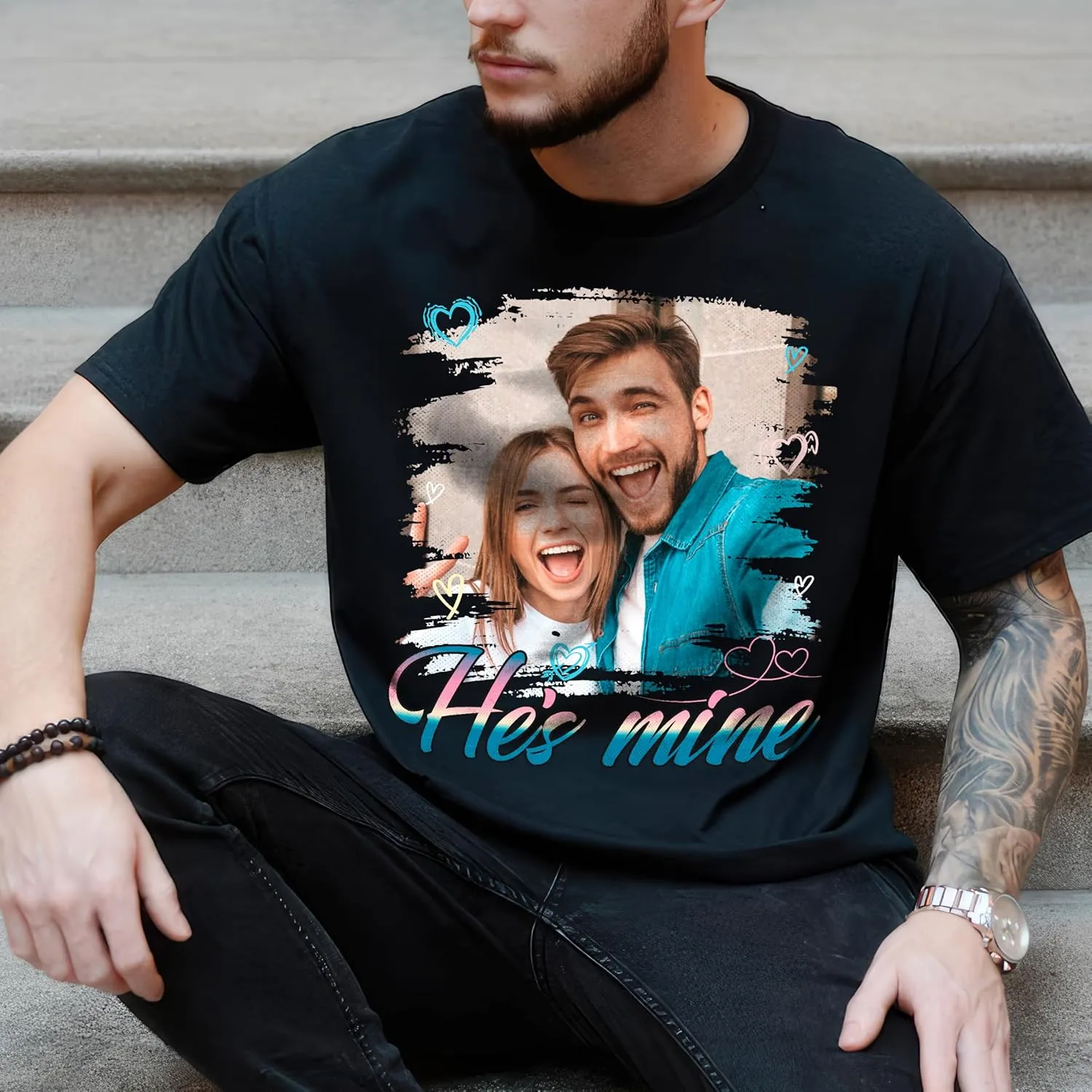 JIX & JOKY Custom Your Own Bootleg Rap Tee Custom Girlfriend Face Shirt for Boyfriend Vintage Birthday Valentine Shirt