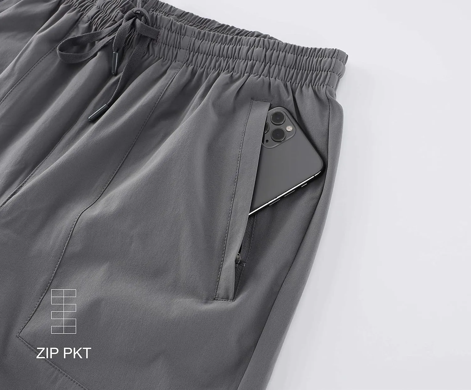 KNQR Men's Performance Lightweight Quick Dry Zip Pockets Slim Fit Stretch Active Golf Jogger Pants