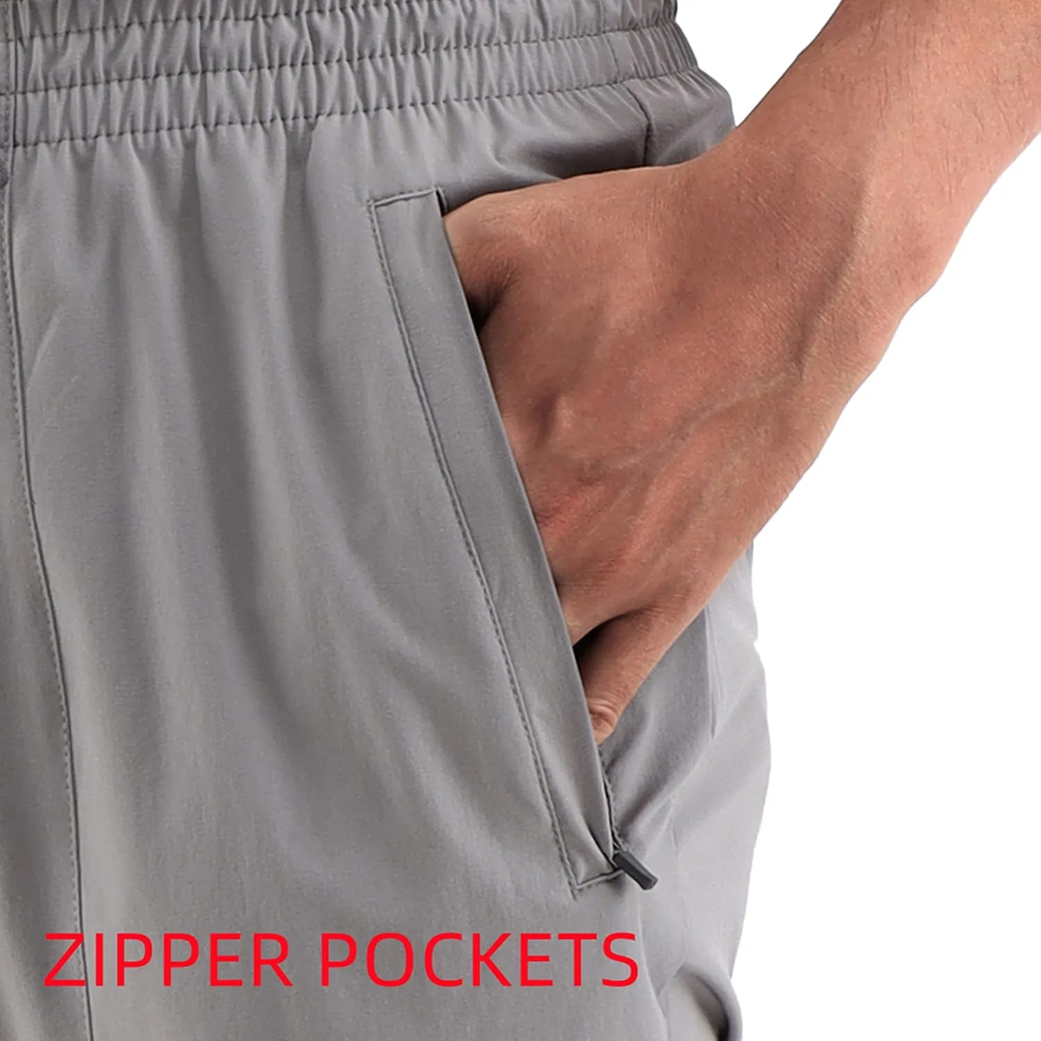 KNQR Men's Performance Lightweight Quick Dry Zip Pockets Slim Fit Stretch Active Golf Jogger Pants
