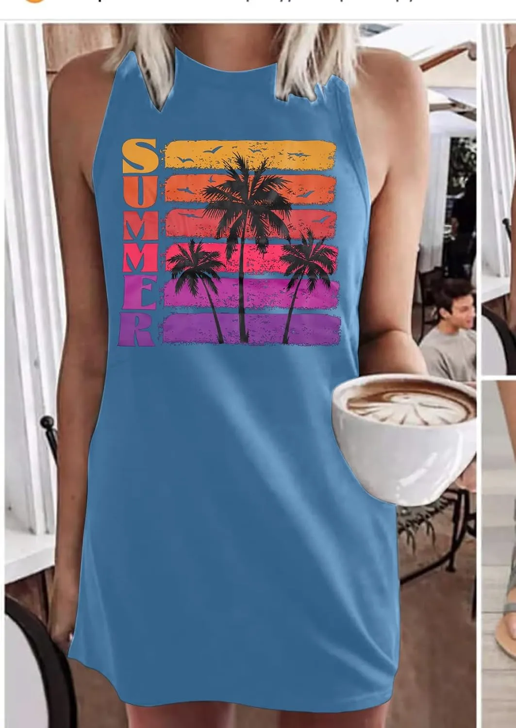 LUKYCILD Summer Dress Beach Dresses for Women Casual Mini Tank Sundresses Sleeveless Vacation Hawaiian Dresses