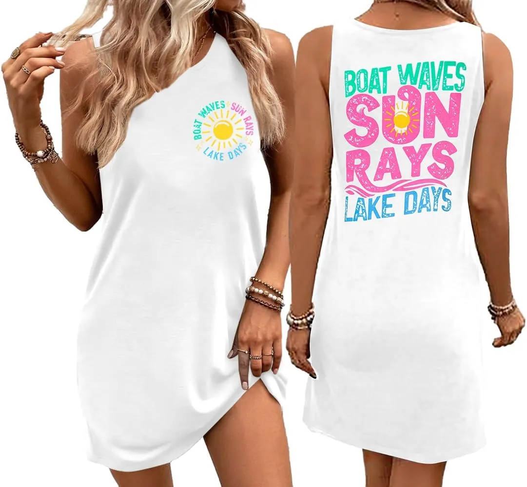 LUKYCILD Summer Dress Beach Dresses for Women Casual Mini Tank Sundresses Sleeveless Vacation Hawaiian Dresses