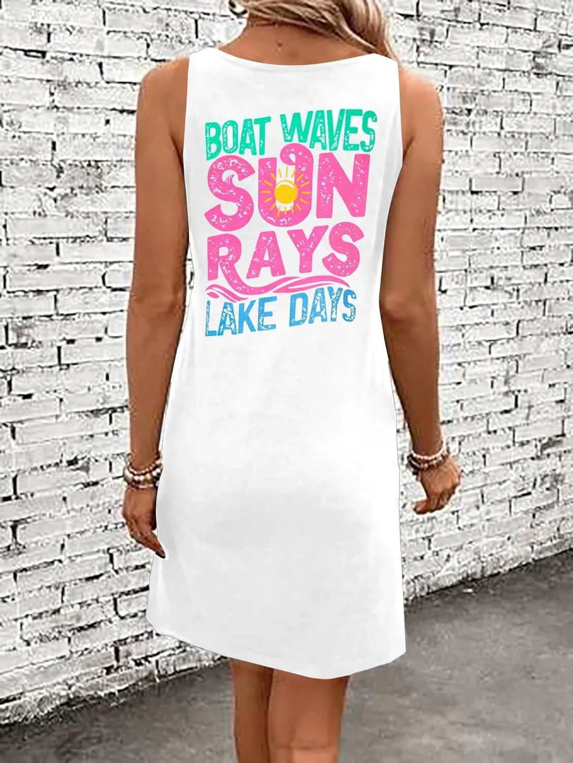 LUKYCILD Summer Dress Beach Dresses for Women Casual Mini Tank Sundresses Sleeveless Vacation Hawaiian Dresses