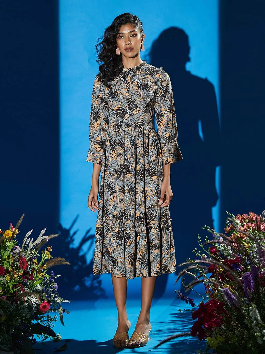 Luxe Leaves Midi Dress