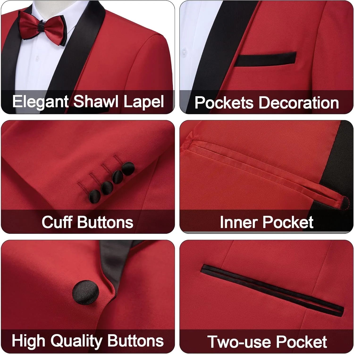MAGE MALE Mens Tuxedo Jacket Shawl Lapel Suit Jacket Slim Fit Blazer Jacket for Dinner,Prom,Wedding