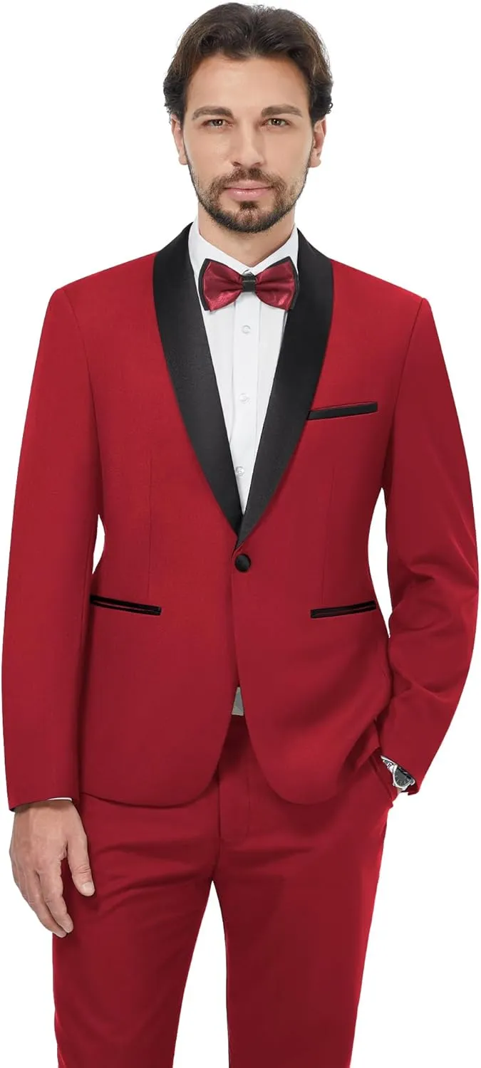 MAGE MALE Mens Tuxedo Jacket Shawl Lapel Suit Jacket Slim Fit Blazer Jacket for Dinner,Prom,Wedding