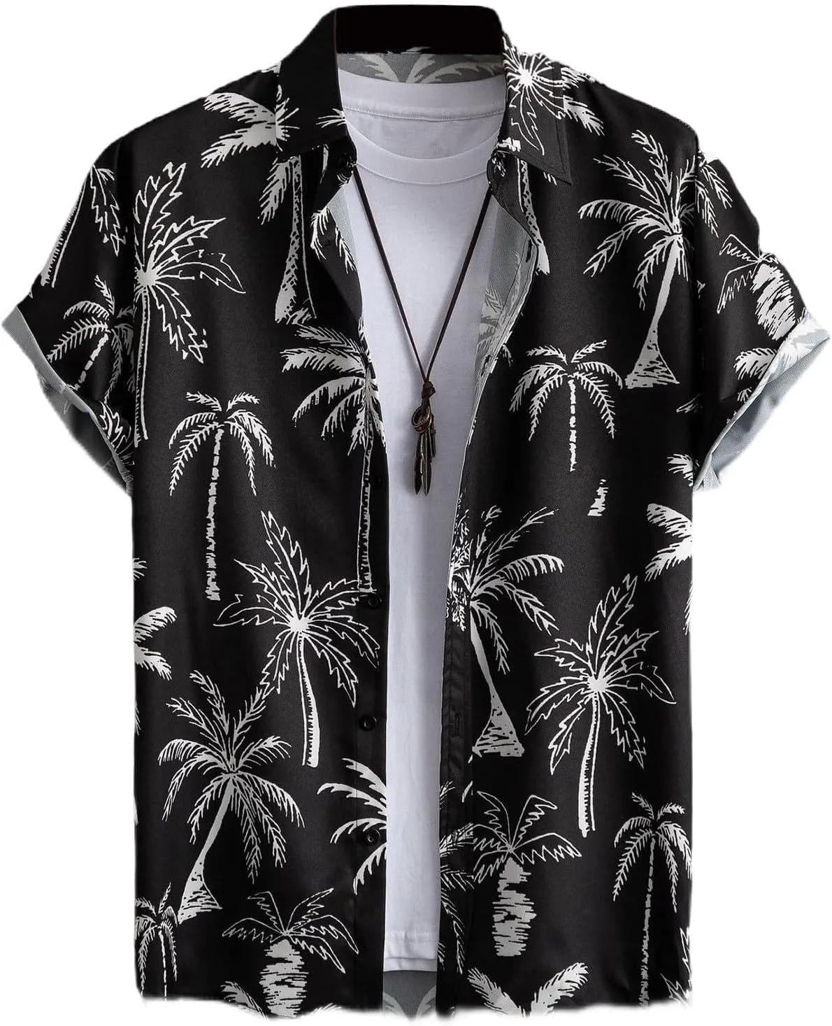 Men's Hawaiian Striped Summer Shirts Button Down Short Sleeve Casual Beach Vacation Shirt