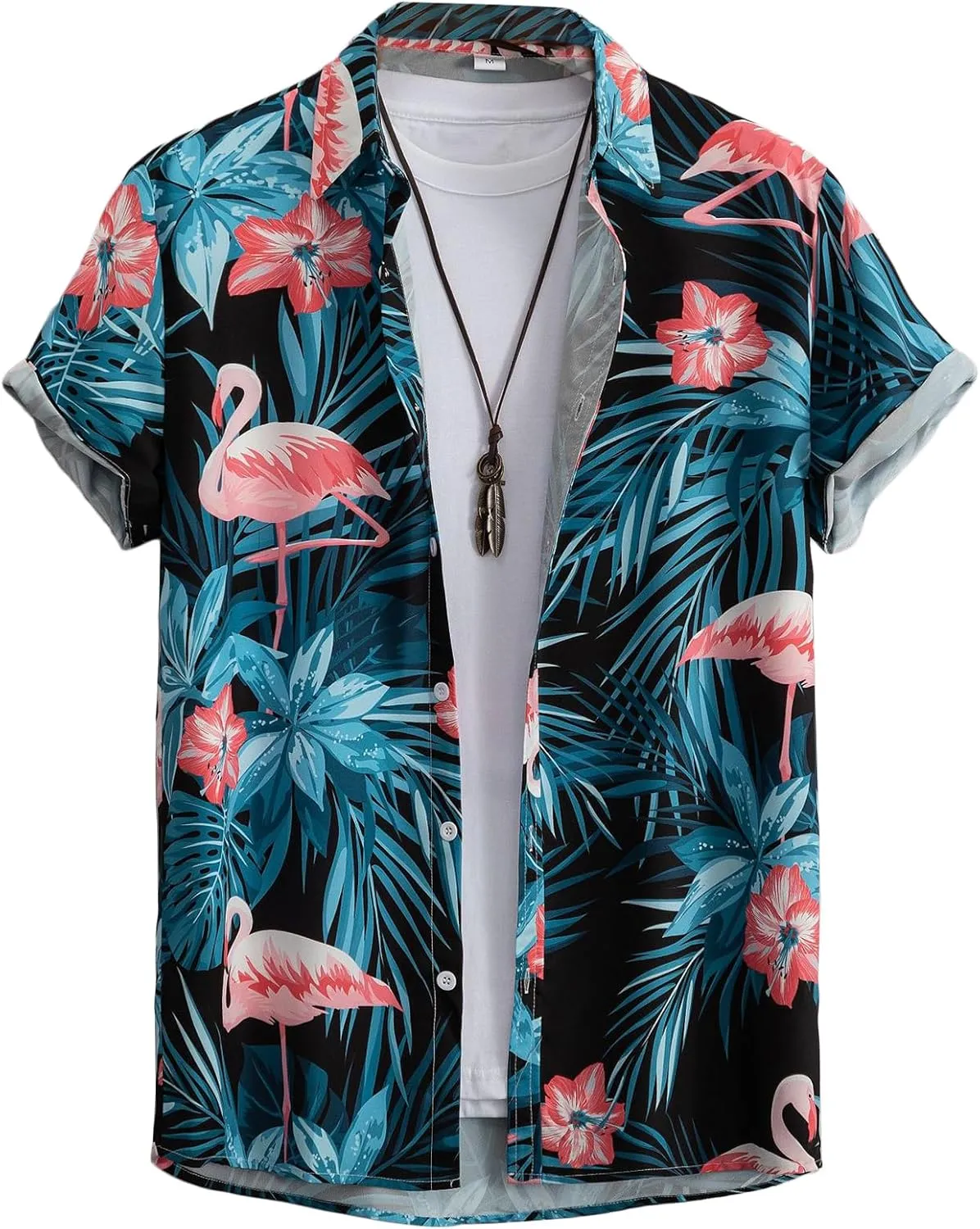 Men's Hawaiian Striped Summer Shirts Button Down Short Sleeve Casual Beach Vacation Shirt