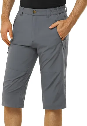 Men's Hiking Golf Capri Pants 3/4 Cargo Quick Dry Lightweight Stretch Below Knee Shorts Pants Travel Casual