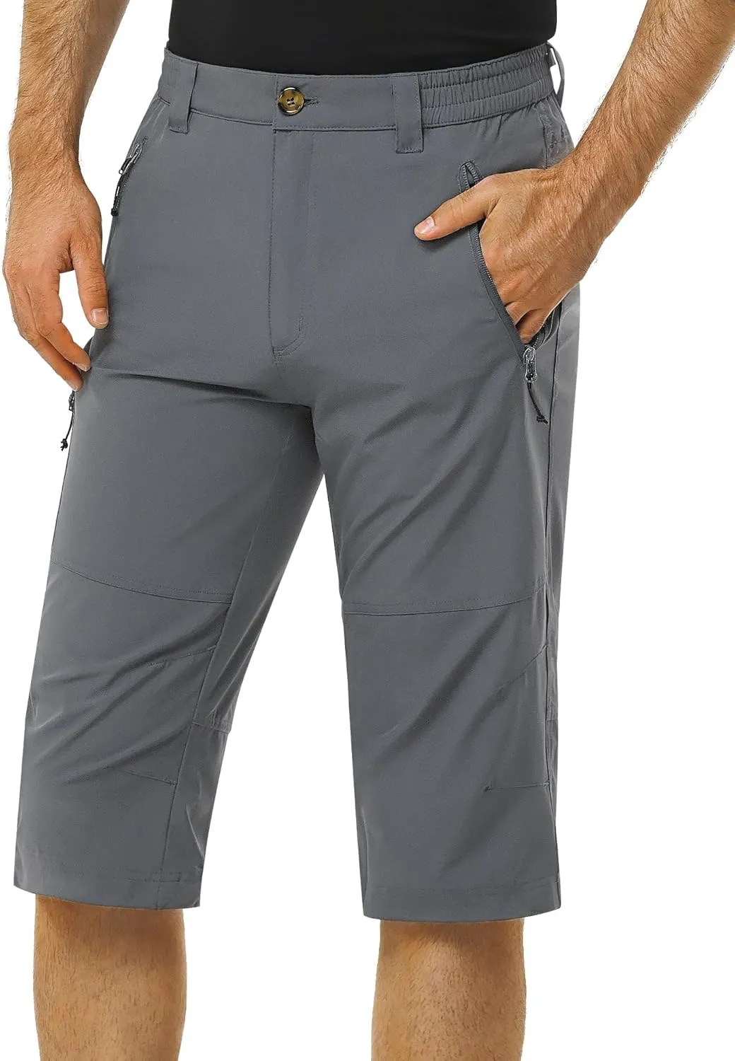 Men's Hiking Golf Capri Pants 3/4 Cargo Quick Dry Lightweight Stretch Below Knee Shorts Pants Travel Casual