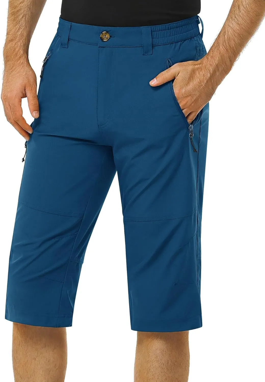 Men's Hiking Golf Capri Pants 3/4 Cargo Quick Dry Lightweight Stretch Below Knee Shorts Pants Travel Casual