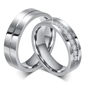 New Couple Engagement Ring Lovers Rings for Women and Men Stainless Steel Jewelry AAA  CZ Stone Wedding Band Never Fade or Rust