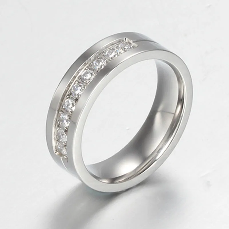 New Couple Engagement Ring Lovers Rings for Women and Men Stainless Steel Jewelry AAA  CZ Stone Wedding Band Never Fade or Rust