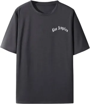 OYOANGLE Men's Graphic Letter Print Short Sleeve Tee Shirts Casual Summer T-Shirt Top