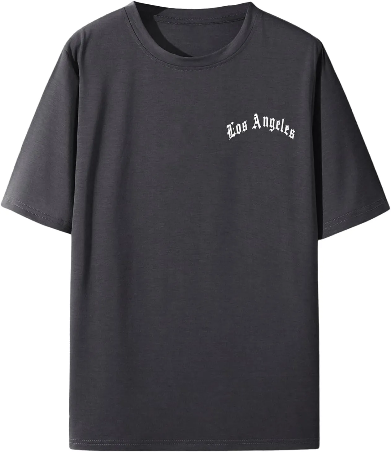 OYOANGLE Men's Graphic Letter Print Short Sleeve Tee Shirts Casual Summer T-Shirt Top