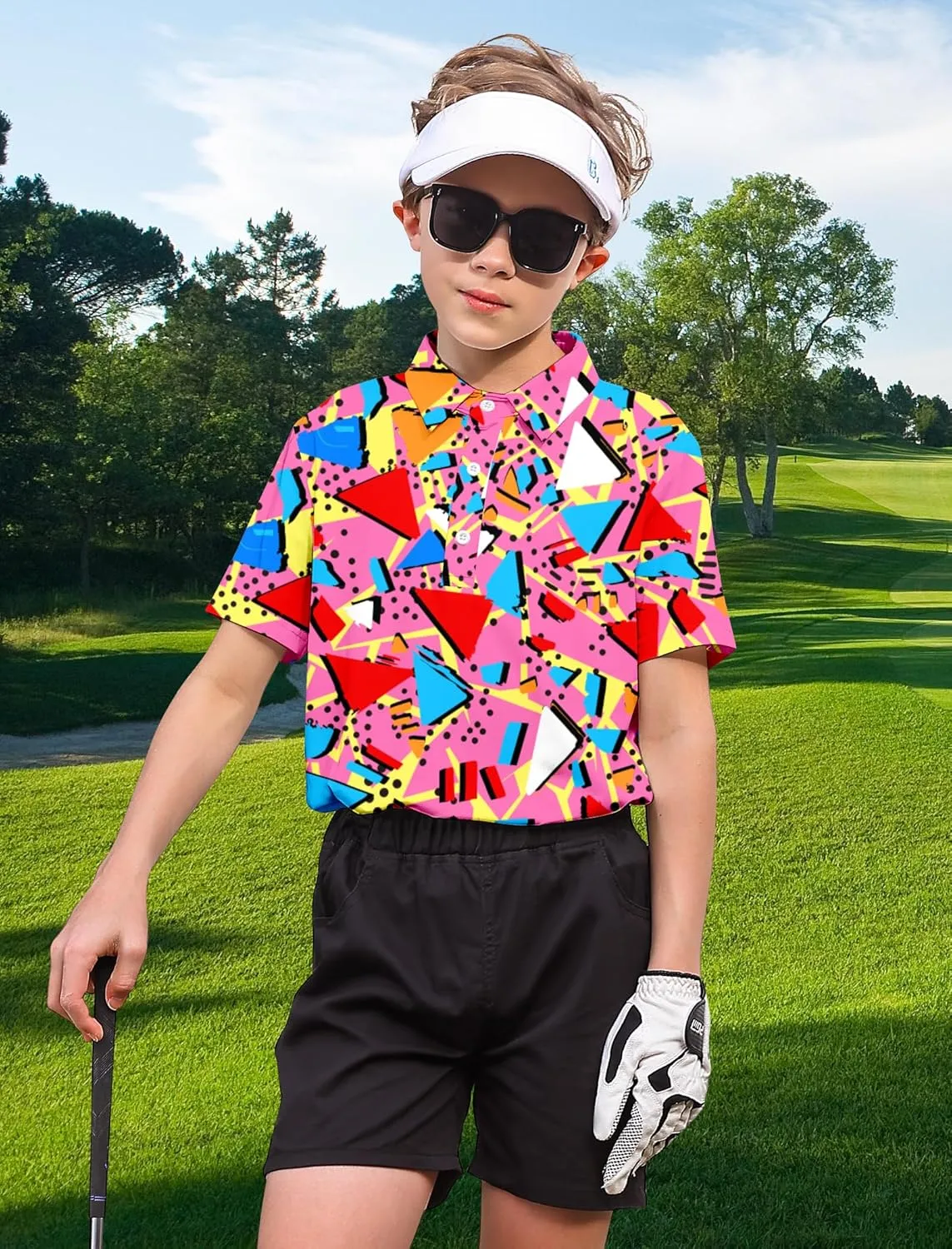 RAISEVERN Boys Polo Shirt Golf School Uniforms 5-14 Years Tops Short Sleeve