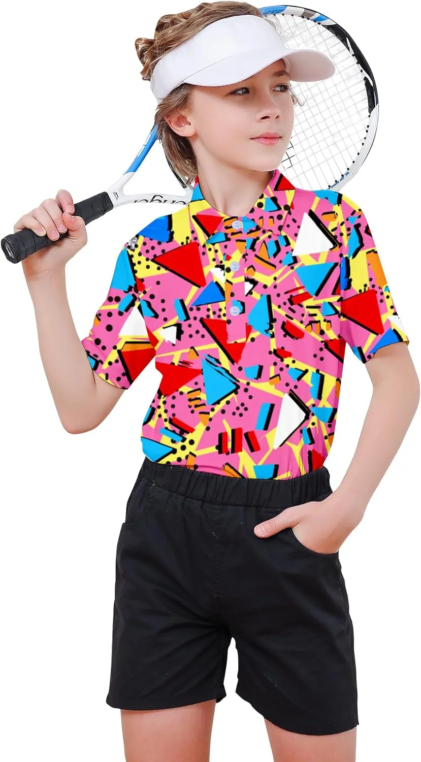 RAISEVERN Boys Polo Shirt Golf School Uniforms 5-14 Years Tops Short Sleeve