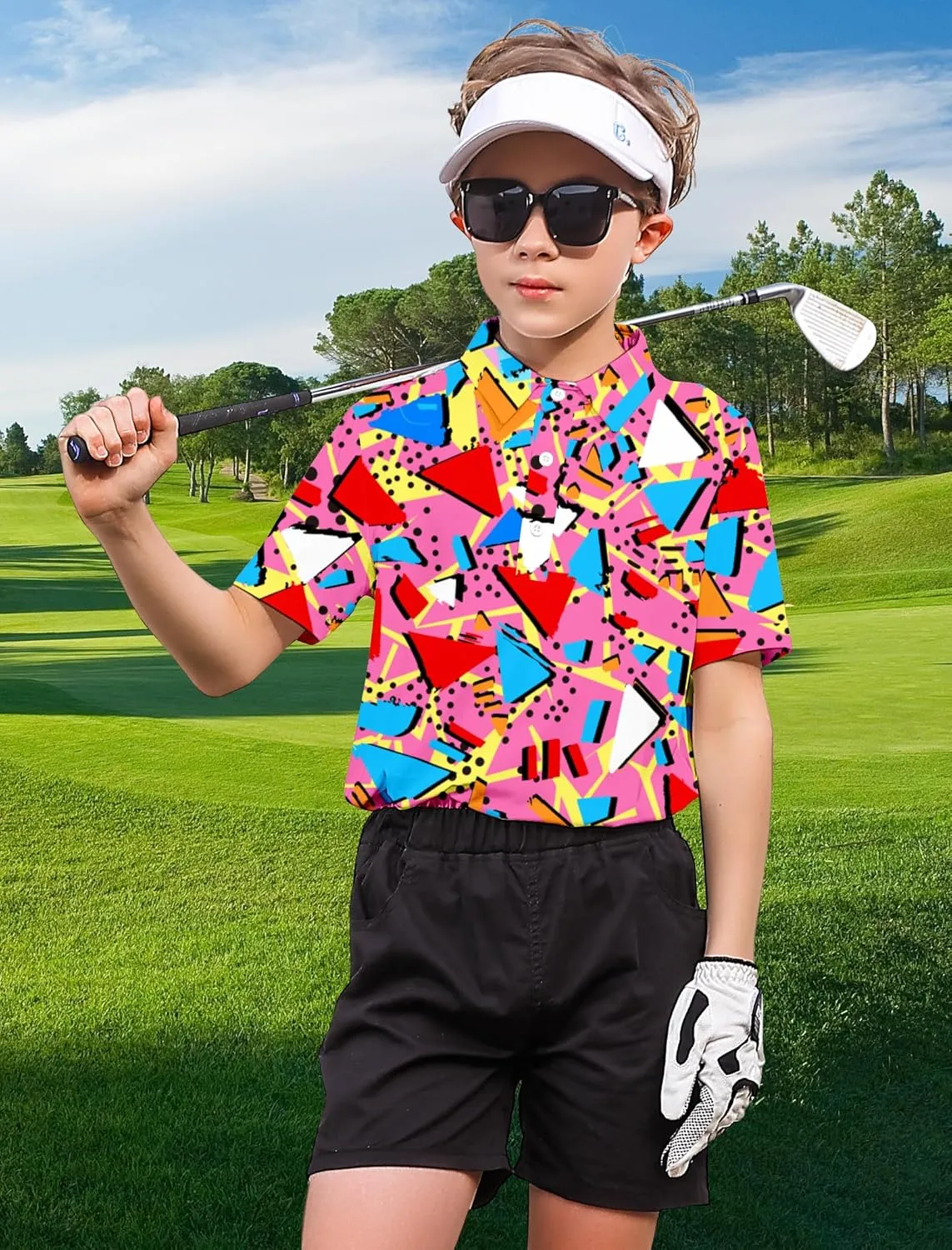 RAISEVERN Boys Polo Shirt Golf School Uniforms 5-14 Years Tops Short Sleeve