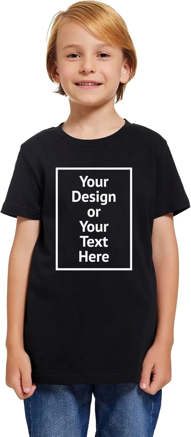 SupaSoft Apparel Kids Personalized Shirt for Boys Girls Youth Custom Tshits 6 to 18 Age Add Your Text Photo Tee