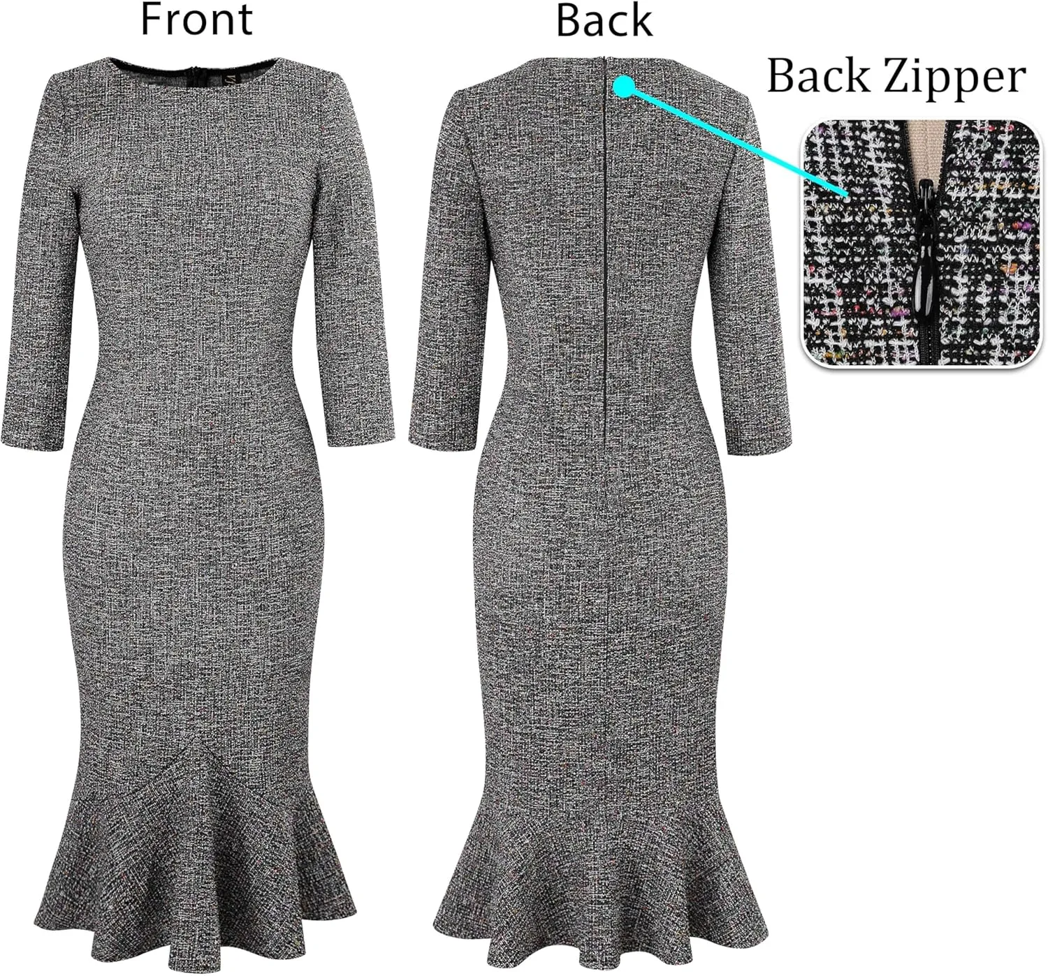 VFSHOW Womens Elegant Vintage Cocktail Party Mermaid Bodycon Midi Mid-Calf Dress